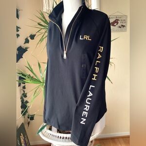 LRL by Ralph Lauren women pullover size Medium gold/white printed